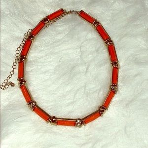 Orange and gold choker necklace